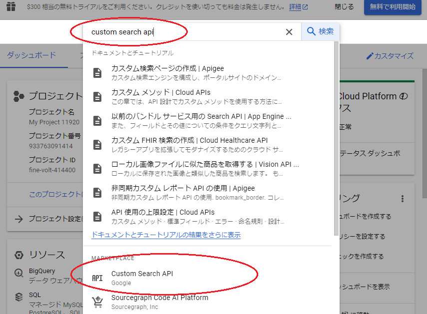 custom searchの検索
